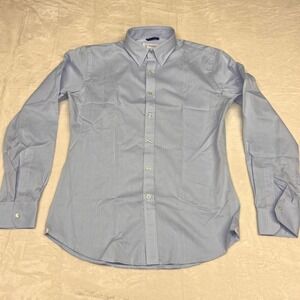 Teddy Stratford Dress Shirt Mens 2 Light Blue Button Zip Preppy Formal Classic
